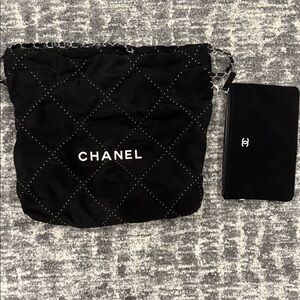 CHANEL Black Quilted Tote and Pouch